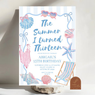 Whimsical Summer I turned thirteen TEEN birthday Einladung