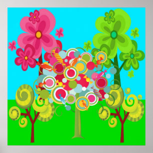 Whimsical Summer Lollipop Tree farbenfroher Wald Poster