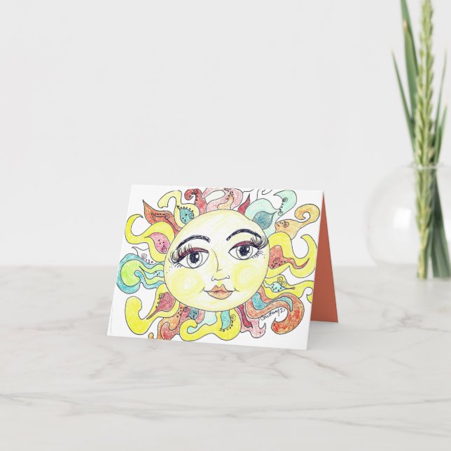 Whimsical summer sun dankeskarte (Vorderseite)