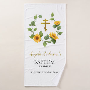 Whimsical Sunflower Wreath Orthodox Taufgift Badehandtuch