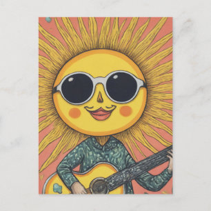 Whimsical Sunshine Playing Guitar Postkarte