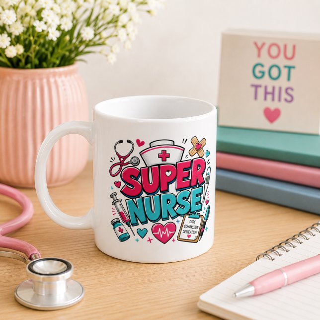 Whimsical Super Krankenschwester  Kaffeetasse (Von Creator hochgeladen)