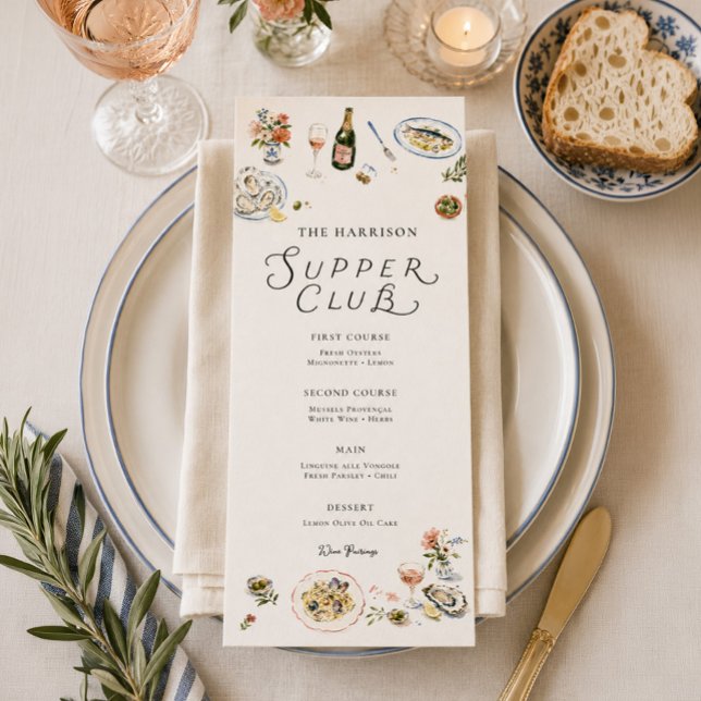 Whimsical Supper Club Abendmenü Menükarte (Von Creator hochgeladen)