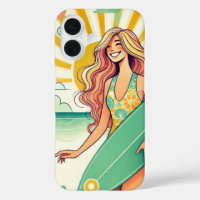 Whimsical Surfer Girl mit Surfbrett