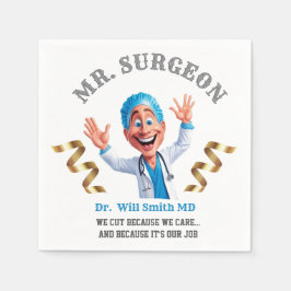 Whimsical Surgeon Cartoon Art for Doctor Appreciat Serviette