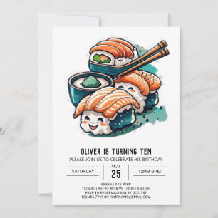 Whimsical Sushi Night Editable Geburtstag Einladung