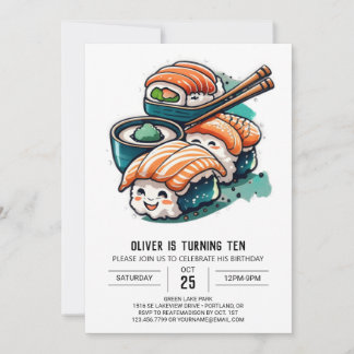 Whimsical Sushi Night Editable Geburtstag Einladung