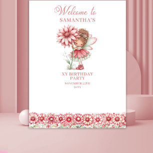 Whimsical Süße Feen-Rosa-Röte 1. Geburtstag Wandteppich