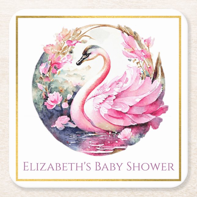 Whimsical Swan Paper Untersetzer (Vorderseite)