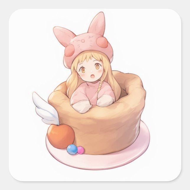 Whimsical Sweet Art Quadratischer Aufkleber (Vorderseite)