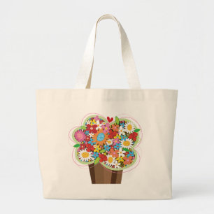 Whimsical Sweet Cupcake Frühlingsblumen Blumenchic Jumbo Stoffbeutel