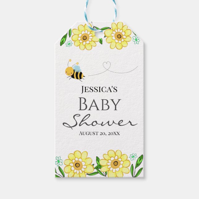 Whimsical Sweet Honey Bee Baby Dusche Geschenkanhänger (Vorderseite)