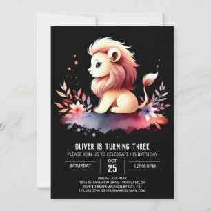 Whimsical Sweet Lion Birthday Einladung