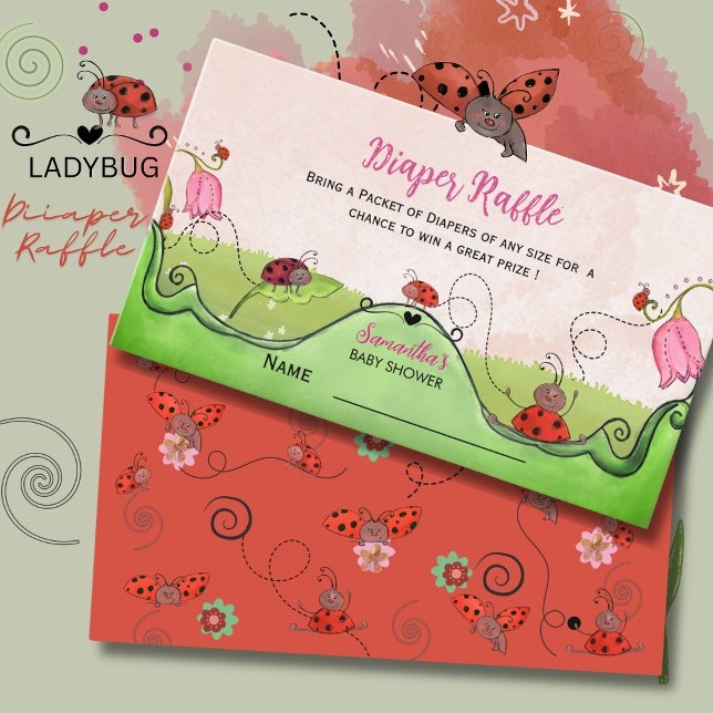 Whimsical Sweet Little Lady Ladybug Diaper Raffle  Begleitkarte (Whimsical Sweet Little Lady Ladybug Diaper Raffle Enclosure Card)