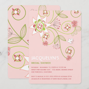 Whimsical Sweet Pink Blooms Brautparty laden Einladung