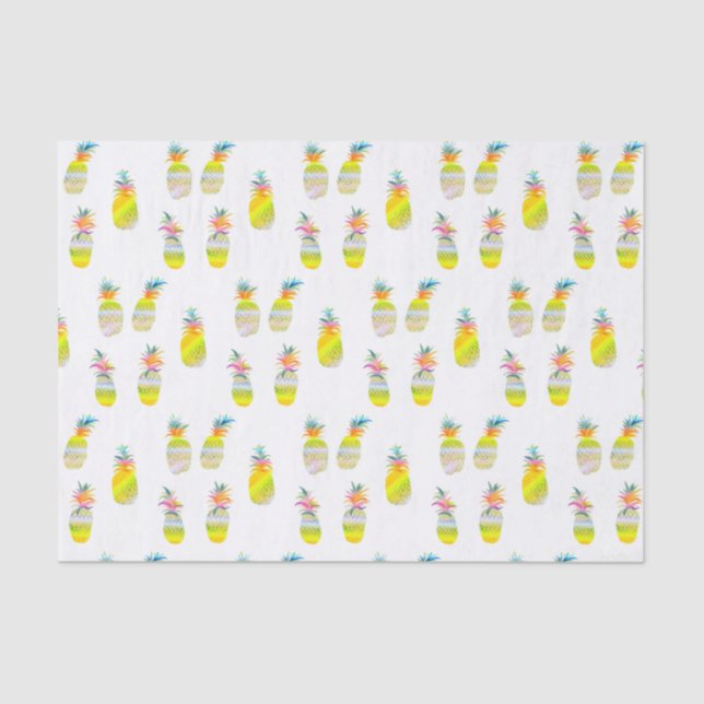 Whimsical Sweet Rainbow Pineapine Wasserfarbe Seidenpapier (Vorderseite)
