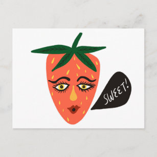 Whimsical Sweet Strawberry Postcard Postkarte