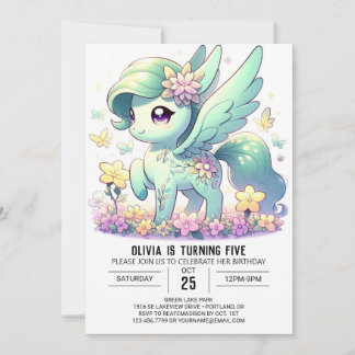 Whimsical Sweet Unicorn Digital Geburtstag Einladung