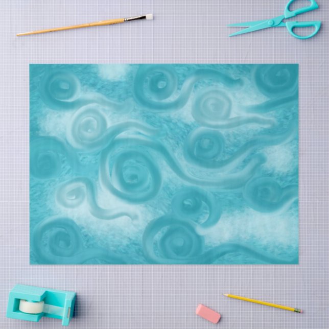 Whimsical Swirly Sky Blue Pattern Decoupage Seidenpapier (Basteln)
