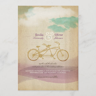 Whimsical Tandem Bicycle Watercolor Hochzeitsempfa Einladung