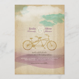 Whimsical Tandem Bicycle Watercolor Hochzeitsempfa Einladung