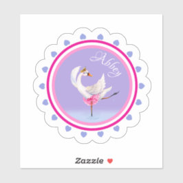 Whimsical tanzend Ballett Schwan lila personalisie Aufkleber