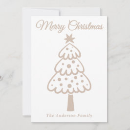 Whimsical Taupe Hand gezogen Weihnachtsbaum Feiertagskarte