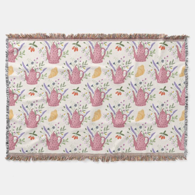 Whimsical Tea Time Doodle Throw Blanket Decke (Vorderseite)