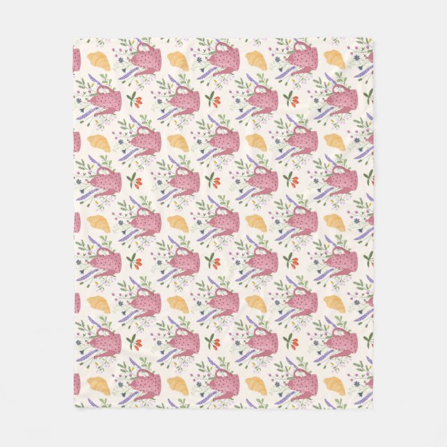 Whimsical Tea Time Doodle Throw Blanket Fleecedecke (Vorderseite)