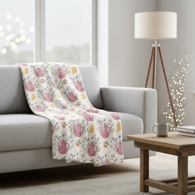 Whimsical Tea Time Doodle Throw Blanket Fleecedecke (Von Creator hochgeladen)