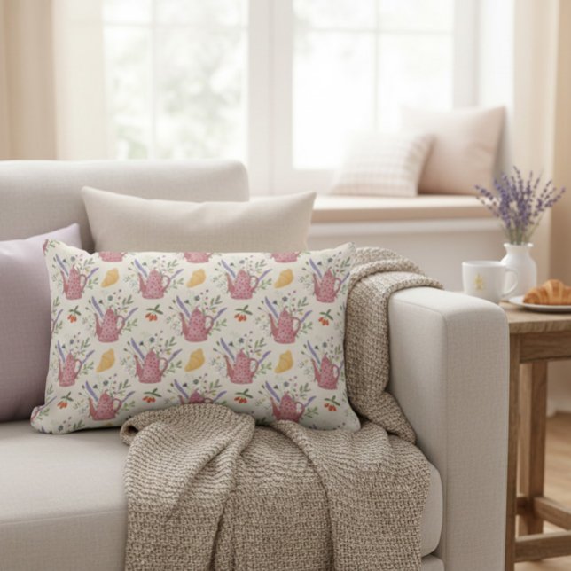 Whimsical Tea Time Doodle Throw Pillow Lendenkissen (Von Creator hochgeladen)