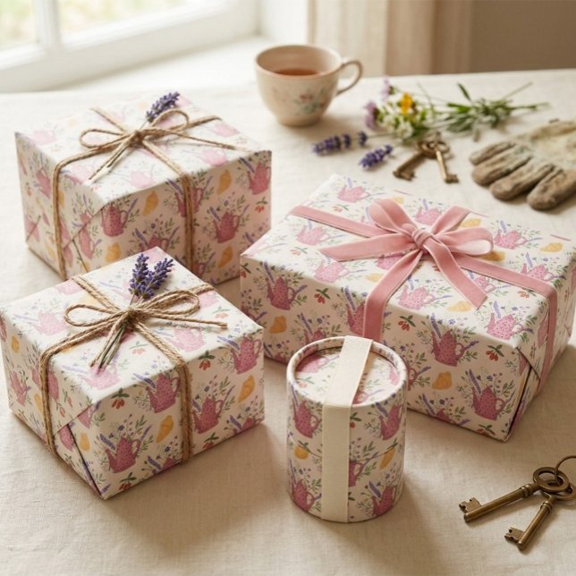 Whimsical Tea Time Doodle Wrapping Paper Geschenkpapier (Von Creator hochgeladen)