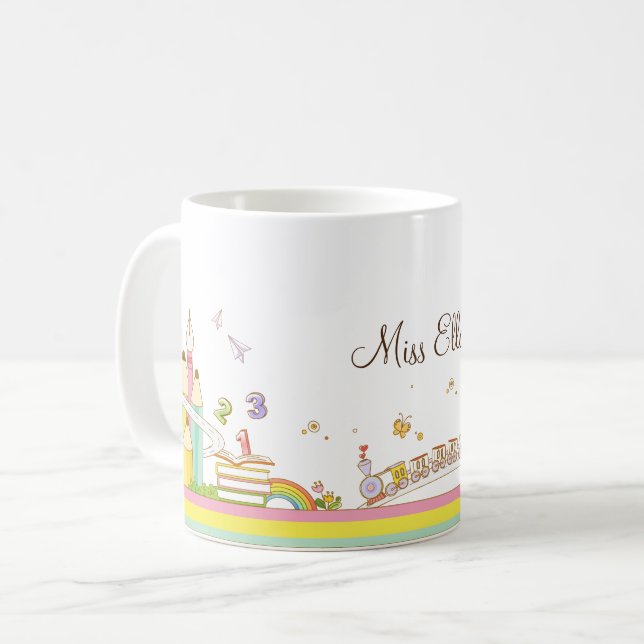 Whimsical Teacher's Scene Personalisiert Kaffeetasse (Vorderseite Links)
