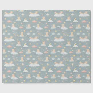 Whimsical Teddy Bär auf Wolken Nacht Geschenkpapier