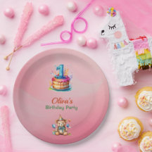 Whimsical Teddy Bear 1. Geburtstagspapier-Teller