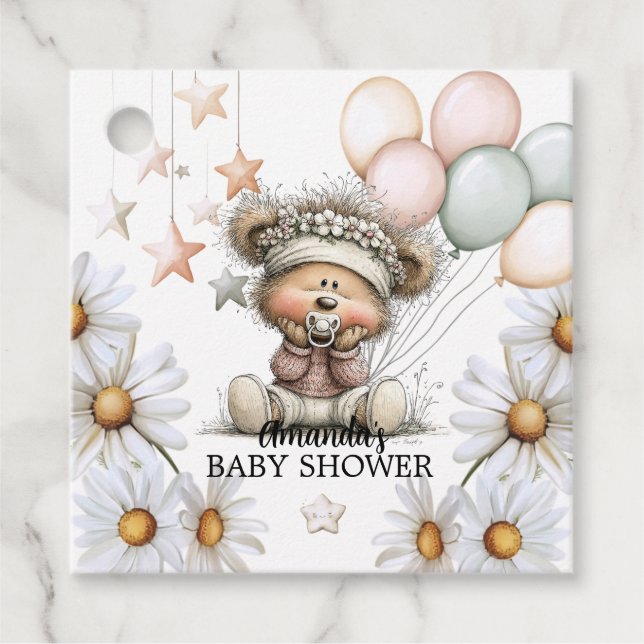 Whimsical Teddy Bear Baby Shower  Geschenkanhänger (Vorderseite)