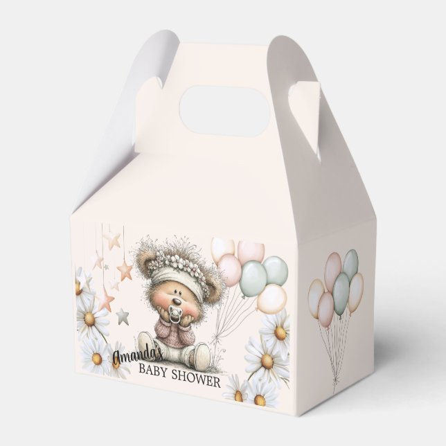 Whimsical Teddy Bear Baby Shower  Geschenkschachtel (Vorderseite)
