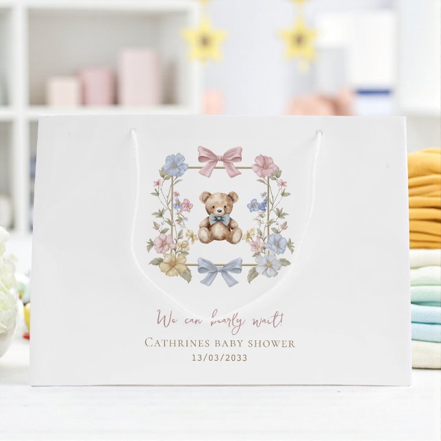 Whimsical Teddy Bear Baby Shower Gift Carrier Große Geschenktüte (Von Creator hochgeladen)