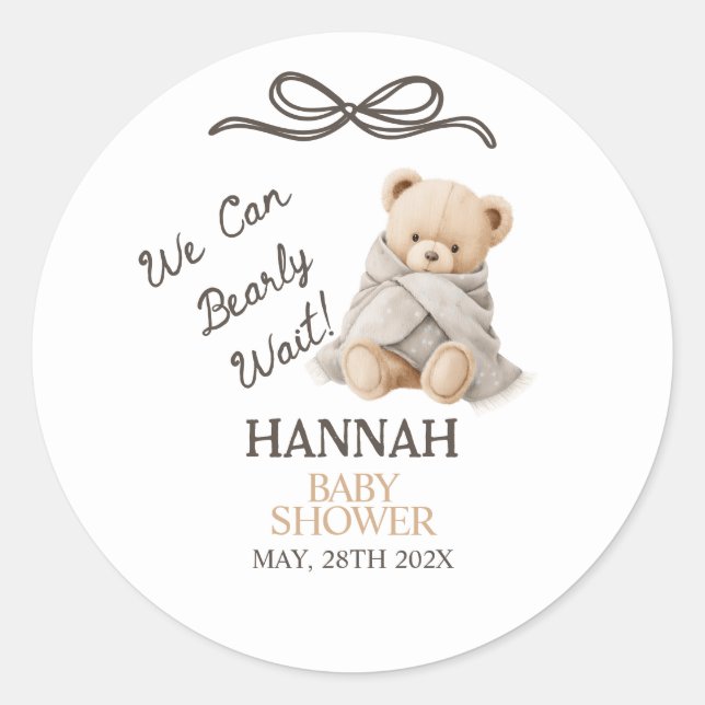 Whimsical Teddy Bear Baby Shower  Runder Aufkleber (Vorderseite)