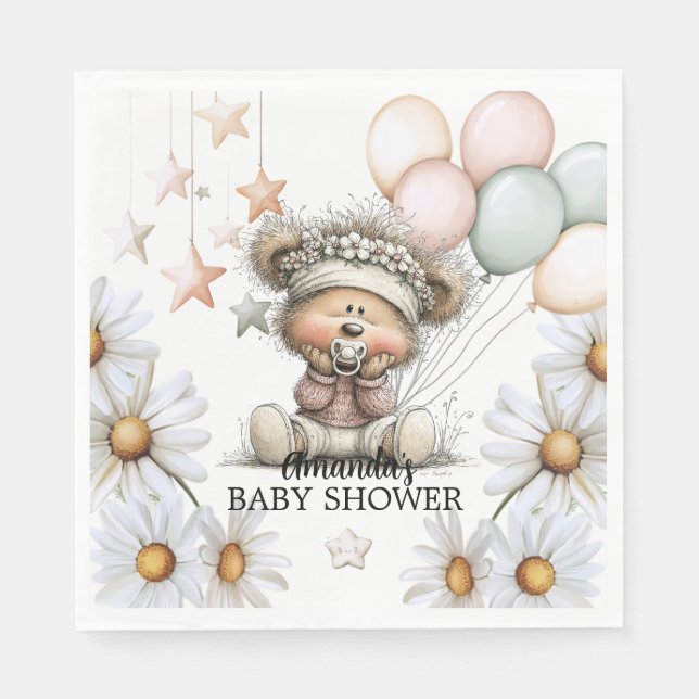 Whimsical Teddy Bear Baby Shower  Serviette (Vorderseite)