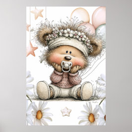 Whimsical Teddy Bear  Poster
