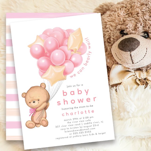 Whimsical Teddy Girls Baby Shower Einladung (Von Creator hochgeladen)