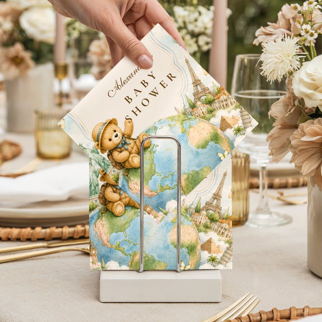 Whimsical Teddybär-Reise-Baby-Party Serviette (Von Creator hochgeladen)