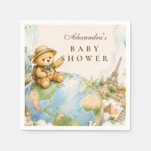 Whimsical Teddybär-Reise-Baby-Party Serviette