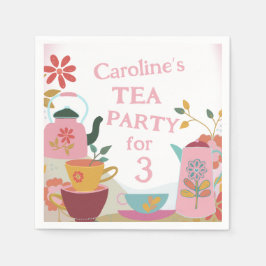 Whimsical Tee für drei Mädchen zum Geburtstag Serviette