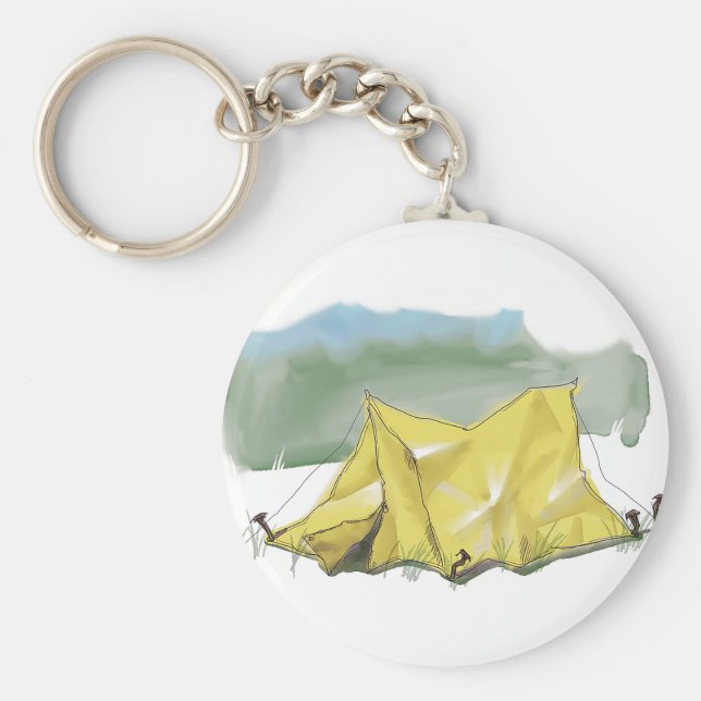 Whimsical Tent Illustration Schlüsselanhänger (Vorne)