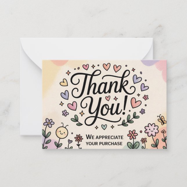 Whimsical Thank You Card  Mitteilungskarte (Vorderseite)