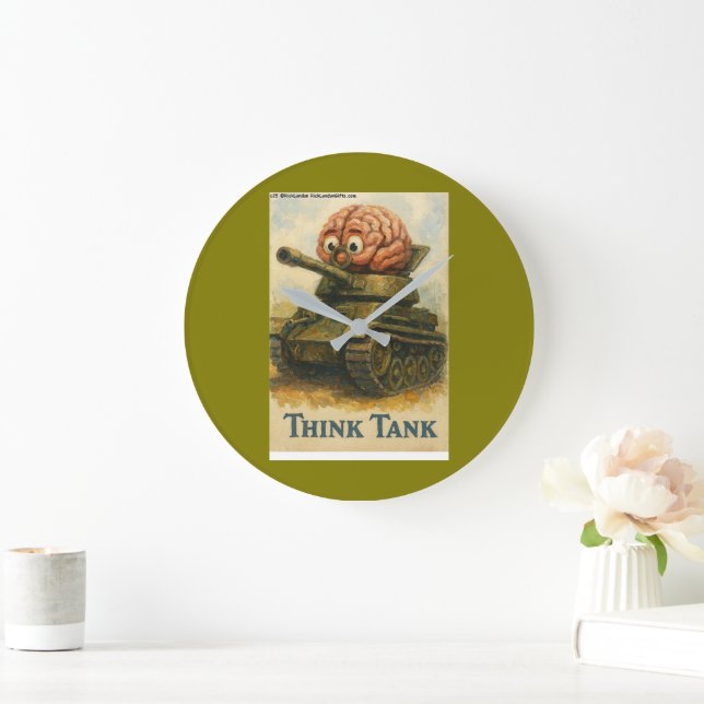 Whimsical Think Tank Cartoon-Design Große Wanduhr (Zuhause)