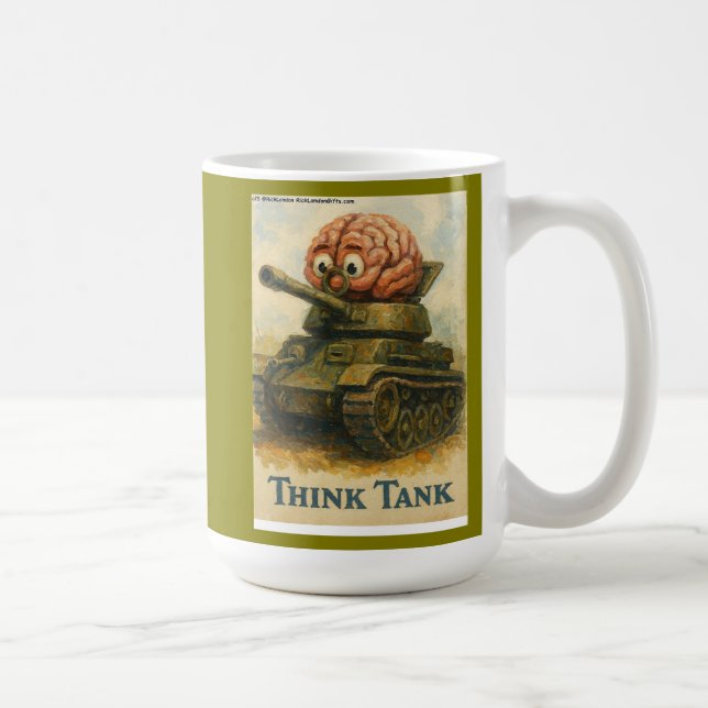 Whimsical Think Tank Cartoon-Design Kaffeetasse (Rechts)