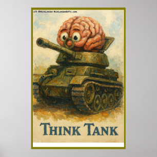 Whimsical Think Tank Cartoon-Design Poster